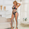 Subblime - 952358 Bodystocking Col Dos Nu En Maille Arc-En-Ciel Xs/M